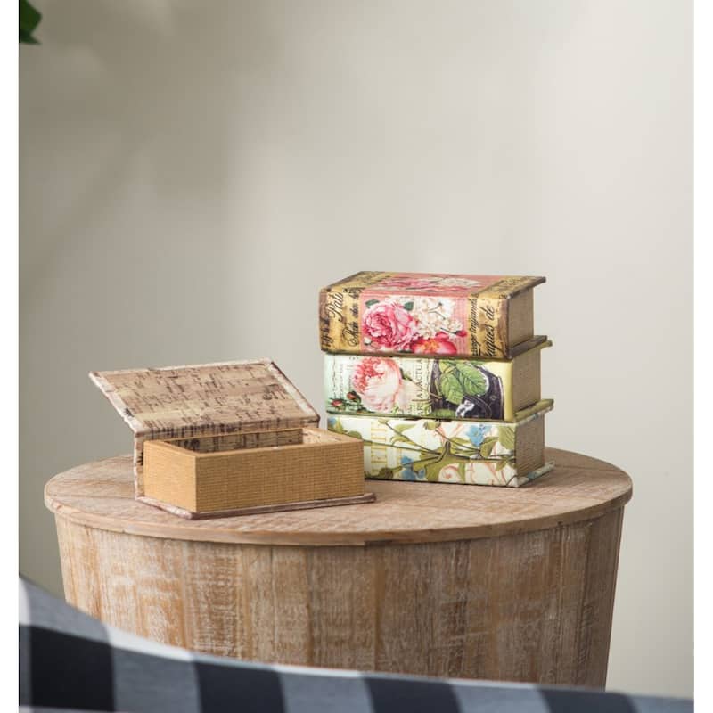 Floral Book Boxes - 5.5" - Green and Blue - 4ct