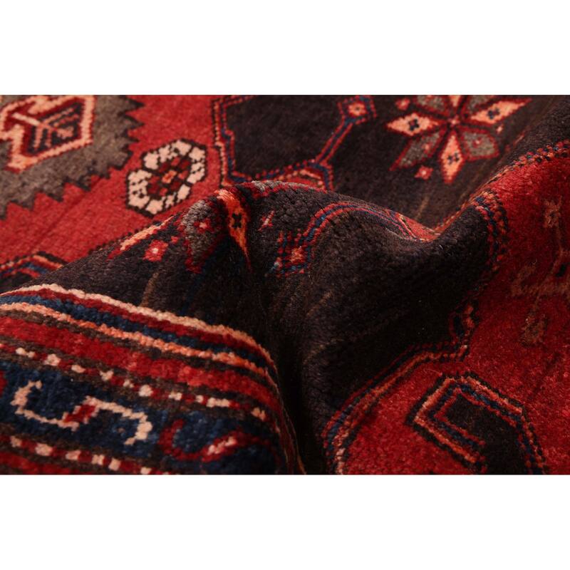 ECARPETGALLERY Hand-knotted Anadol Black, Red Wool Rug - 3'5 x 10'1