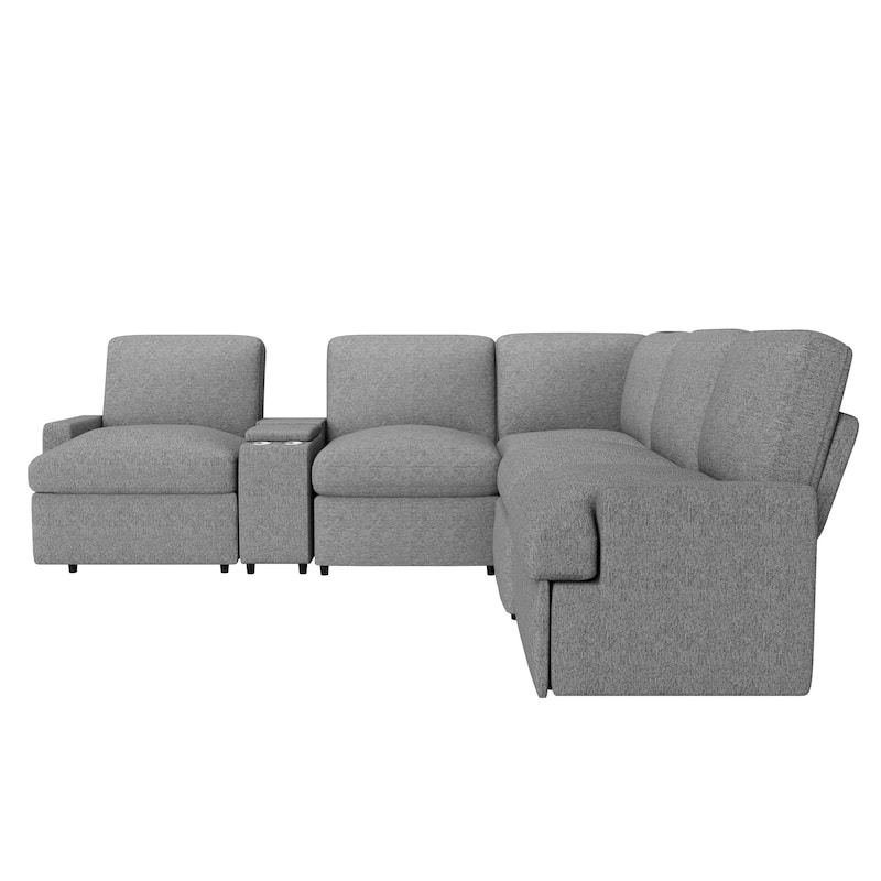 Power Recliner Corner Sofa Home Theater Reclining Sofa Sectional Couches with Storage Box, Cup Holders