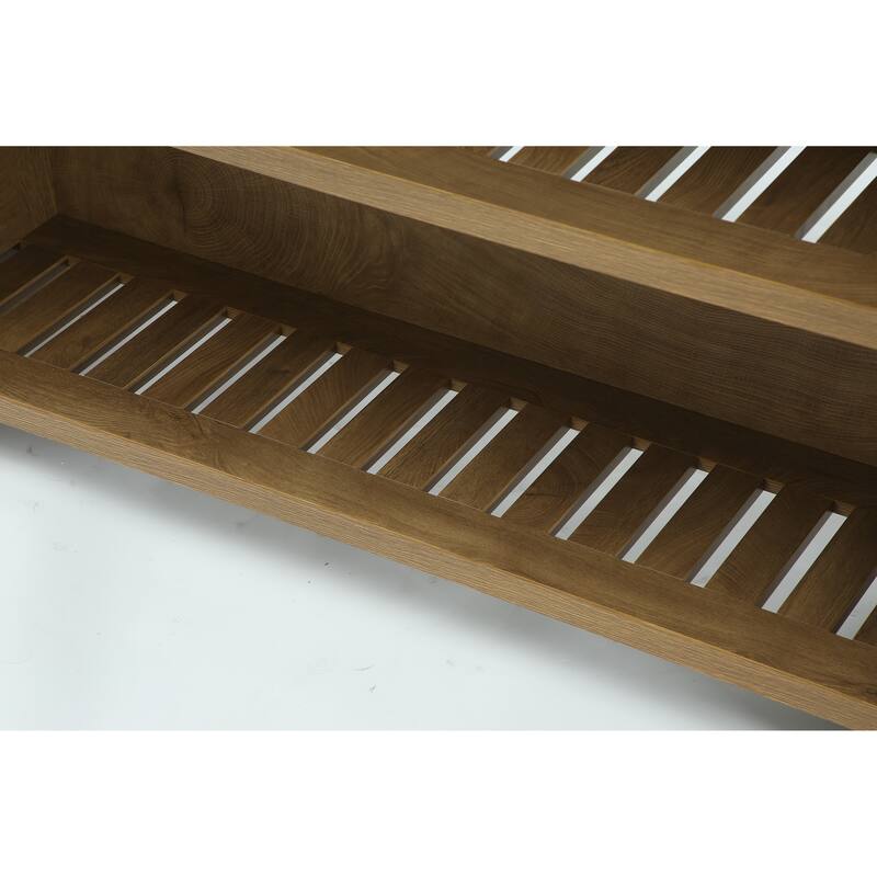 59 Inch Bar Table with Storage Shelves, Farmhouse Wooden Counter Height Pub Table for Kitchen / Dining Room