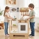 preview thumbnail 14 of 16, Costway Play Kitchen with Chalkboard Microwave Stove Dish Rack Faucet - See Details