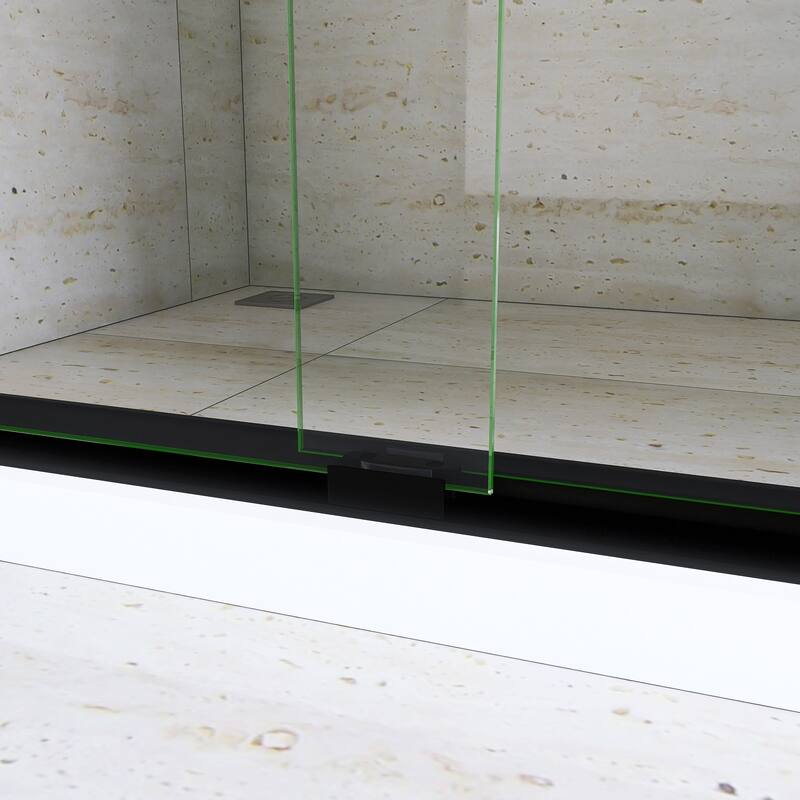 Double Sliding Framed Shower Door in Matte Black Finish