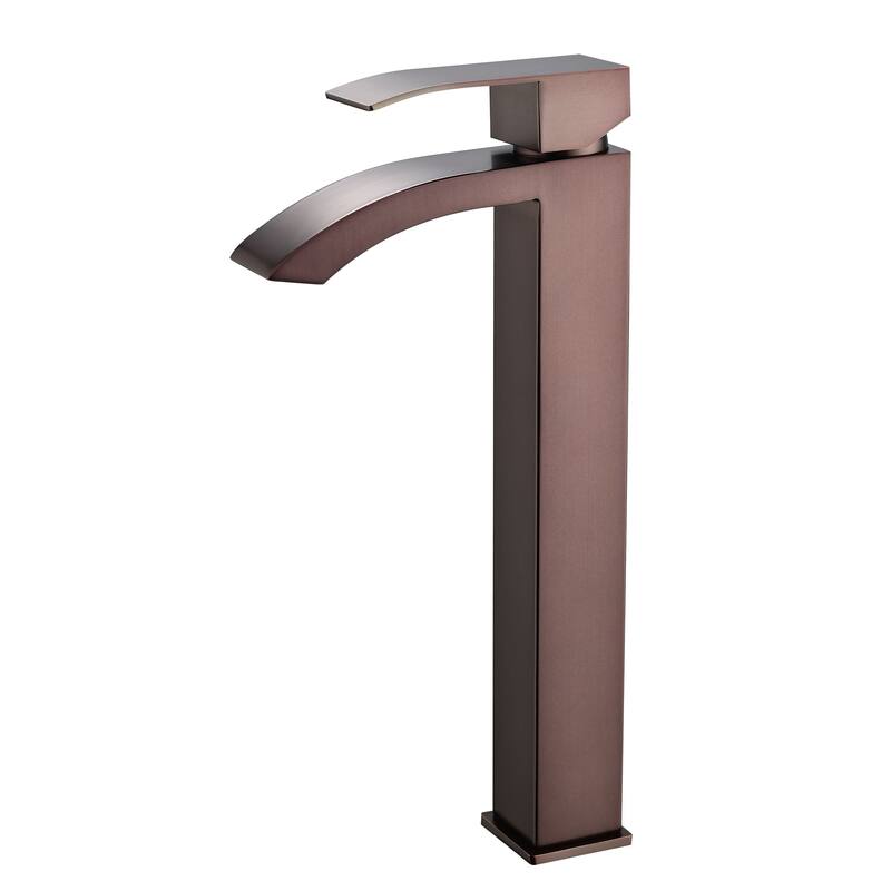 Single Hole Bathroom Vessel Faucet 1 Handle Bathroom Vessel Sink Faucet Waterfall Modern Basin Vanity High Tall Taps No Drain