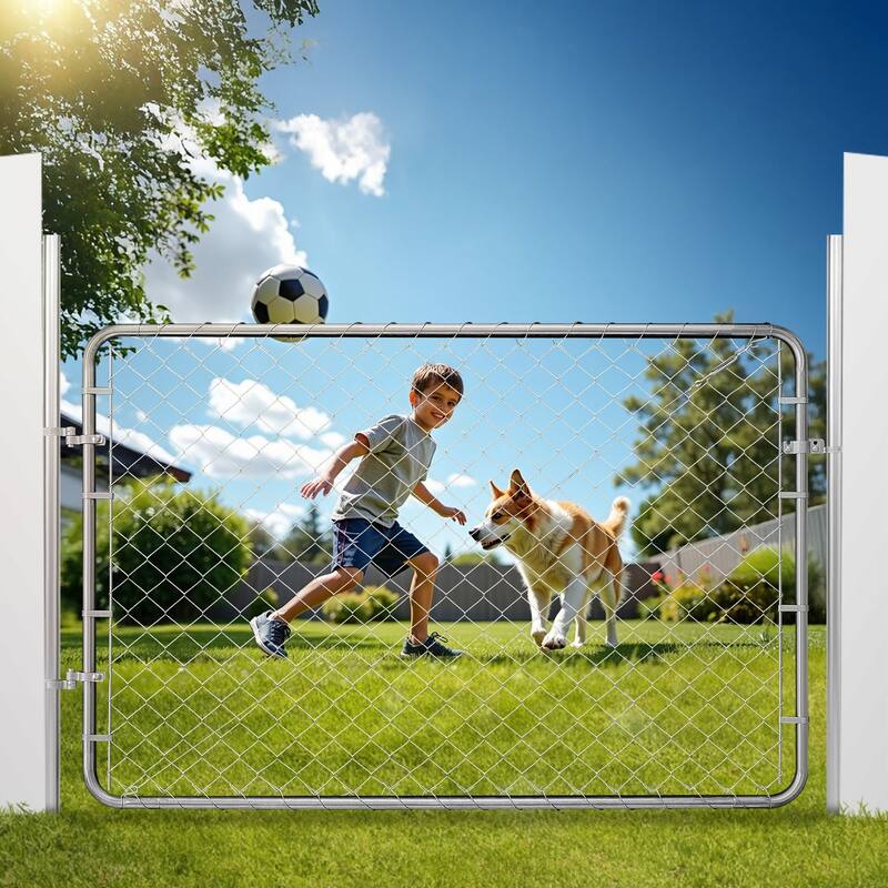 Galvanized Steel Chain Link Gate for Outdoor Yard and Garden