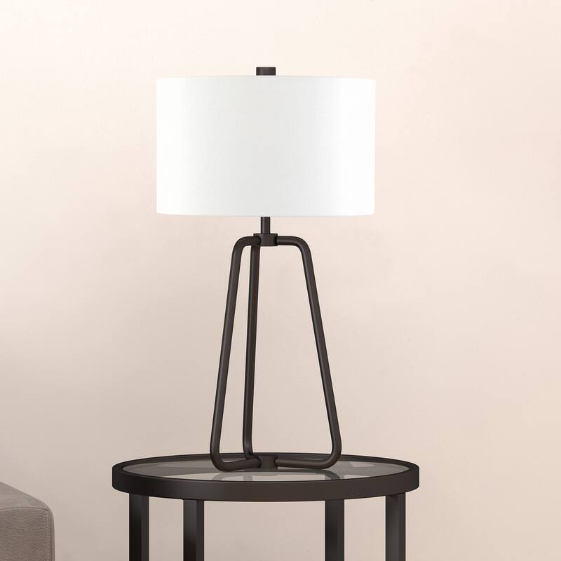 Bryan Table Lamp in Blackened Bronze Finish with Linen Shade
