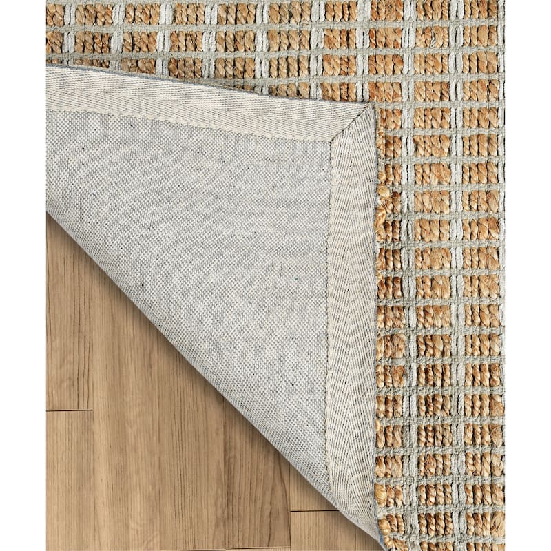 Sevita Jute Grid Area Rug, Natural and Gray