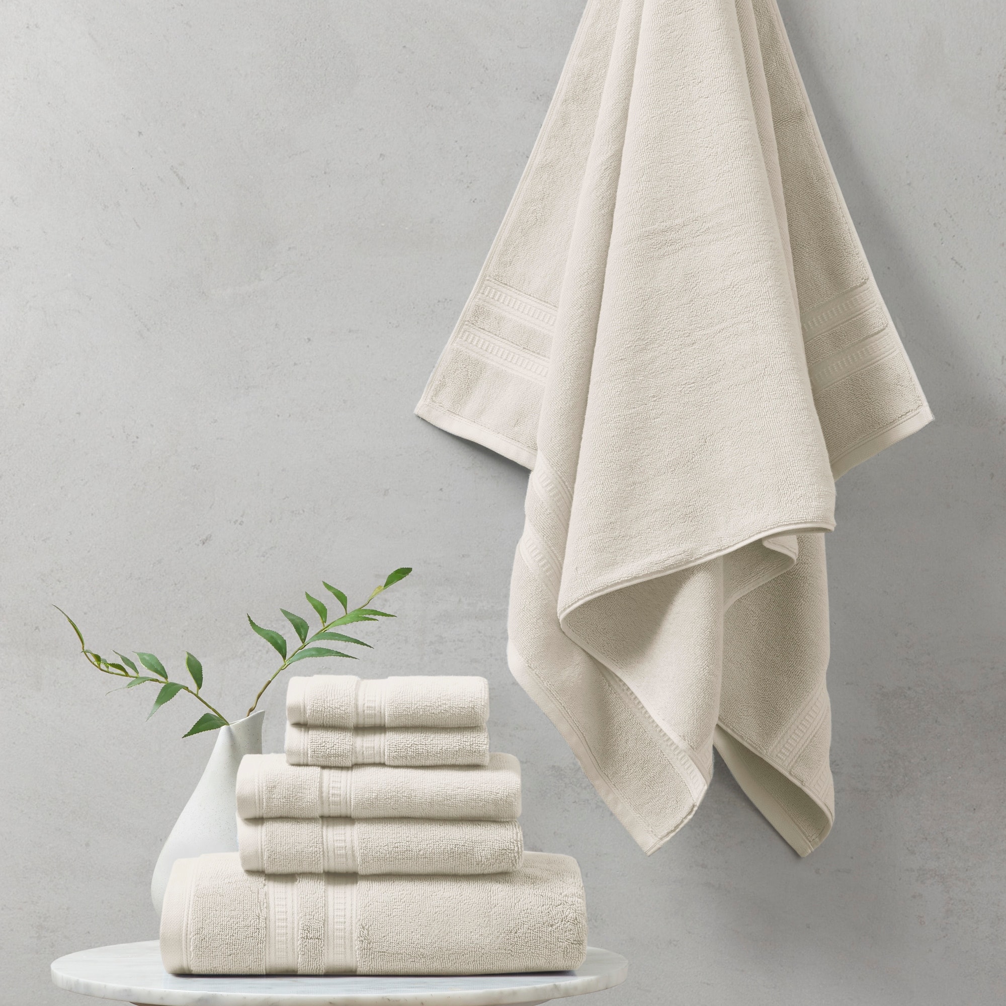 Feather & Stitch 6 Piece Sets of Bathroom Towels - 100% Cotton