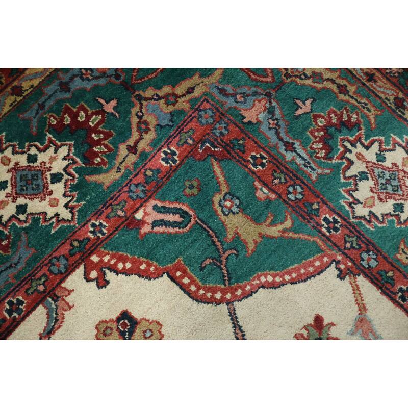 Hand Knotted Oriental 100% Wool Carpet Traditional Floral Beige & Ivories Agra Area Rug - 12' 0'' X 9' 0''