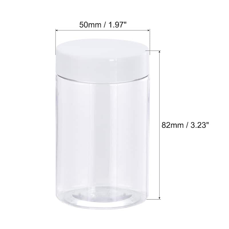 Round Plastic Jars with White Screw Top Lid, 4Pcs