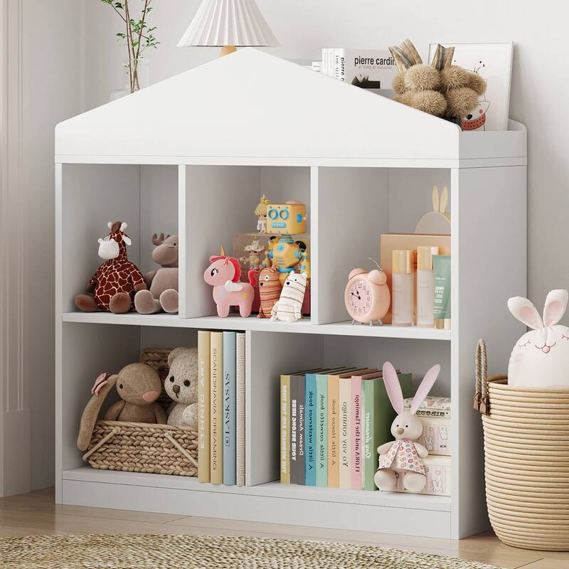 Kids Bookshelf, Toy Storage for Playroom, Nursery, Kids Room - White