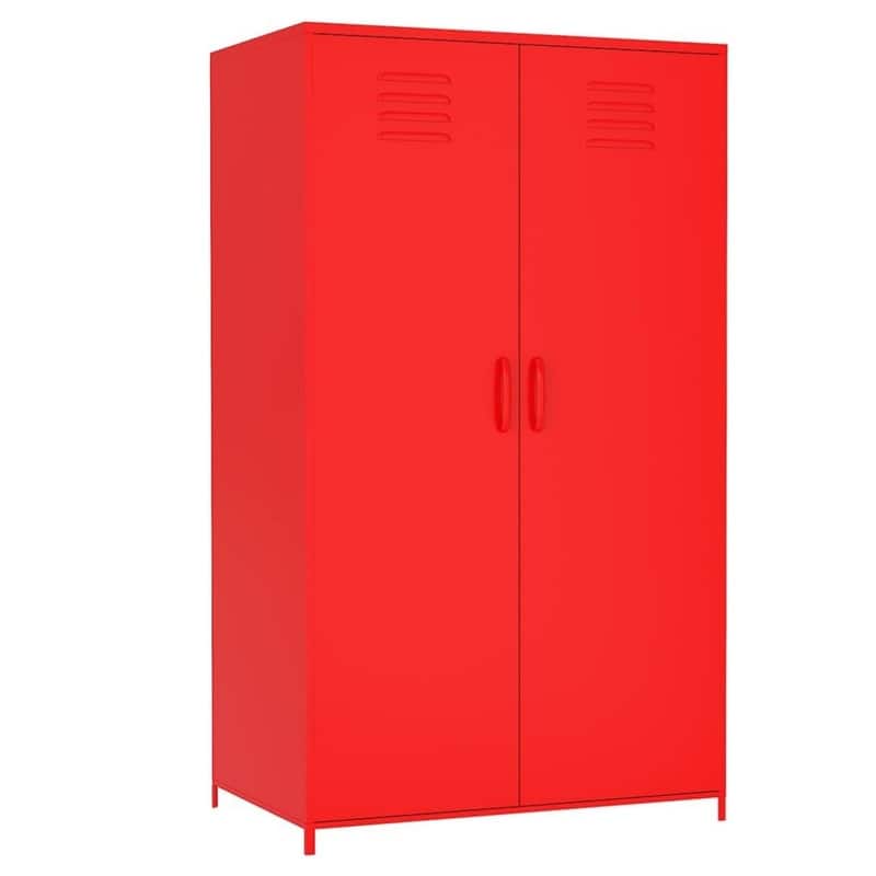 Double Doors Metal Locker Cabinet Storage with Hanging Rod and Shelves for Bedroom School Classroom