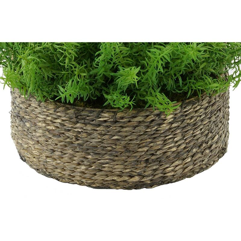 Faux Rosemary Grass in Large Seagrass Tray Basket