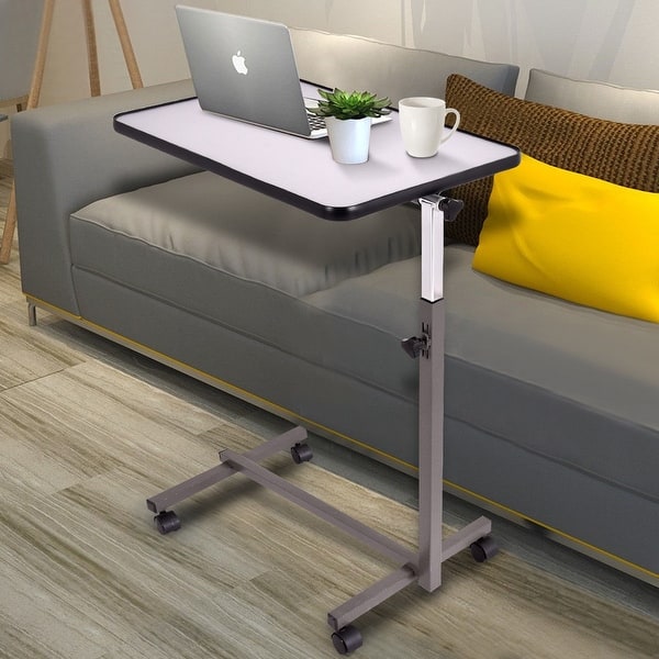 Shop Gymax Overbed Rolling Table Over Bed Laptop Tray Tilting Top