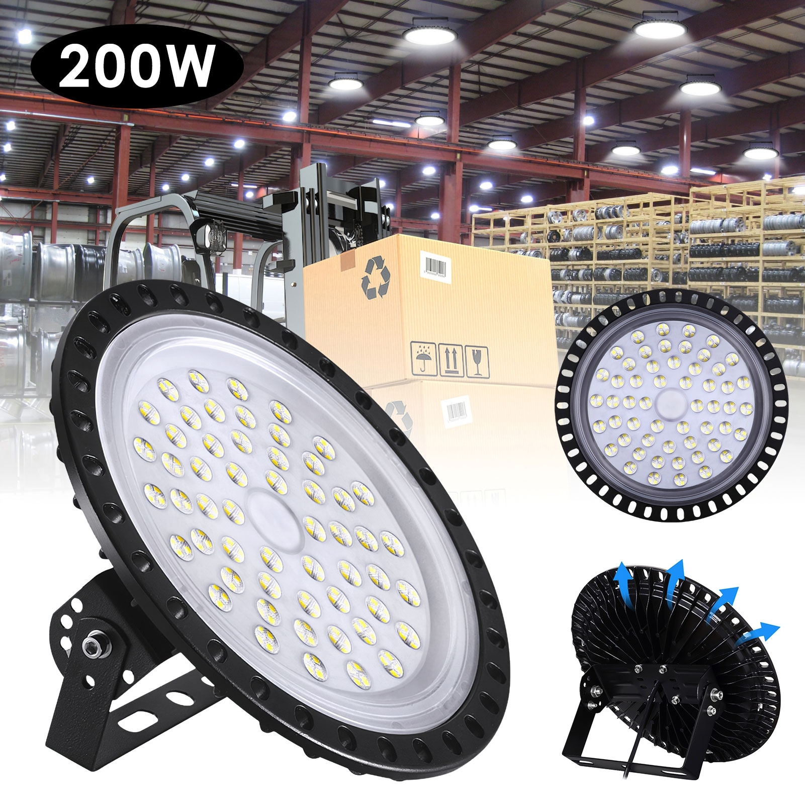 50W-500W LED Hallenleuchte Lagergebäude Hallenbeleuchtung UFO Highbay Industrie 