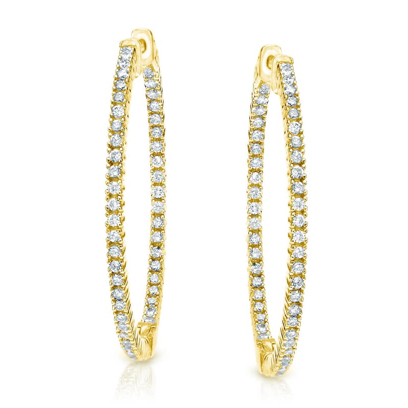Auriya 14k Gold 4 1/4ctw Large Diamond Hoop Earrings (J-K, SI2-SI3) - 2.28-inch
