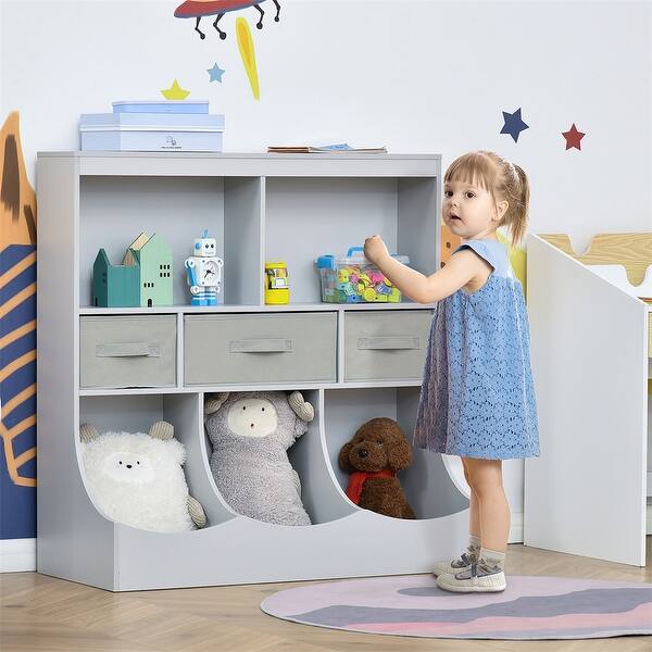 slide 2 of 6, Kids Bookcase,Toy Storage Organizer Cabinet,Children Display Bookshelf