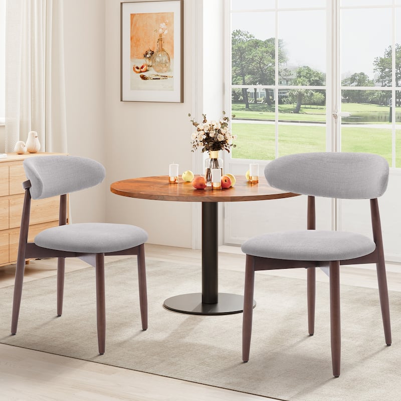 Modern Fabric Upholstered Kitchen Side Chairs, Farmhouse Dining Room Chair with Foot Pegs - set of 2 - Lightgrey