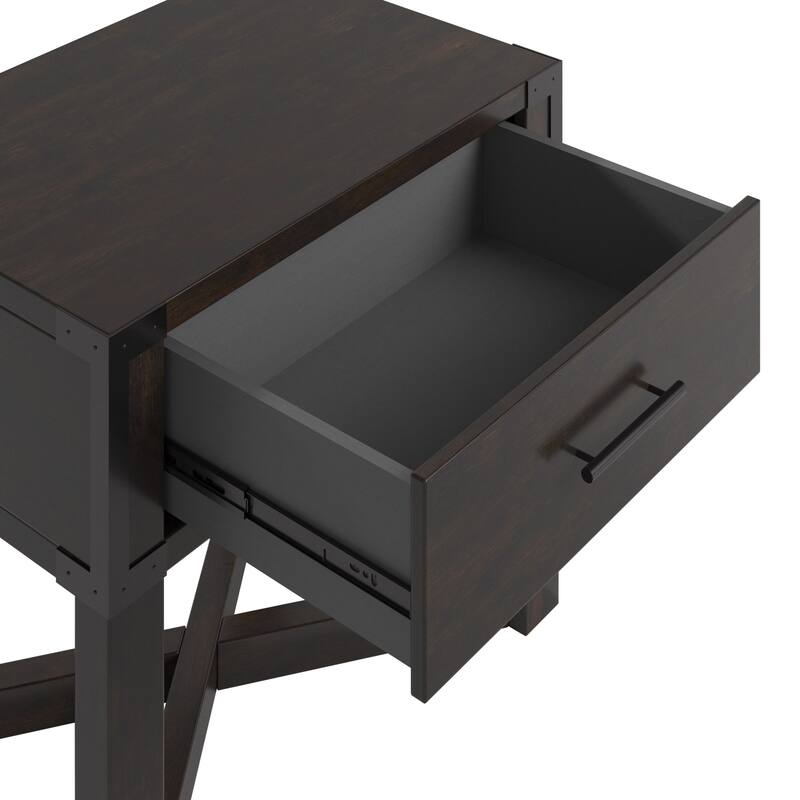 Mendocino Wood Finish X-Base End Table with Drawer by iNSPIRE Q Classic