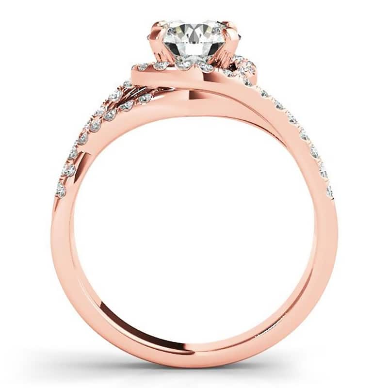 Auriya 14k Gold Modern 1ct Moissanite Halo Diamond Engagement Ring 3/8ctw