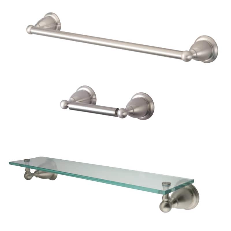 Kingston Brass Heritage Bathroom Hardware Set - Includes 18" Towel - Brushed Nickel