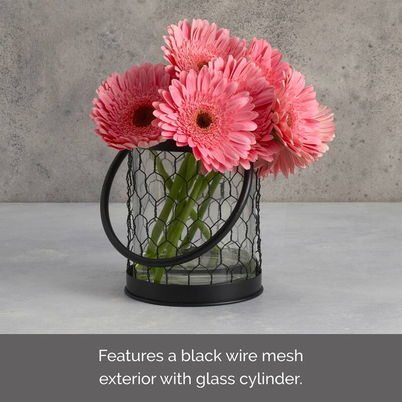 Elements Wire Lantern, 6X6 Inch, Black