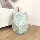 preview thumbnail 11 of 17, Cream or Blue Multi Color Shell Coastal Contemporary Accent Side Table - 16 x 16 x 19