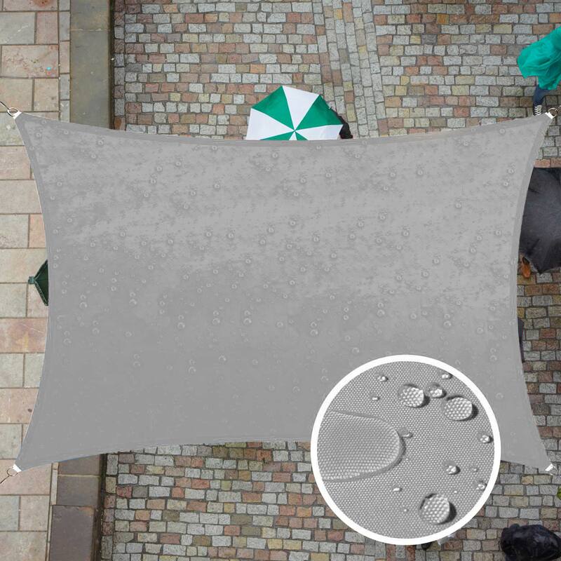 ColourTreeUSA Rectangle Waterproof Sun Shade Sail HDPE Mesh Fabric Screen Canopy UV Block 220 GSM - 7' x 12' - Grey