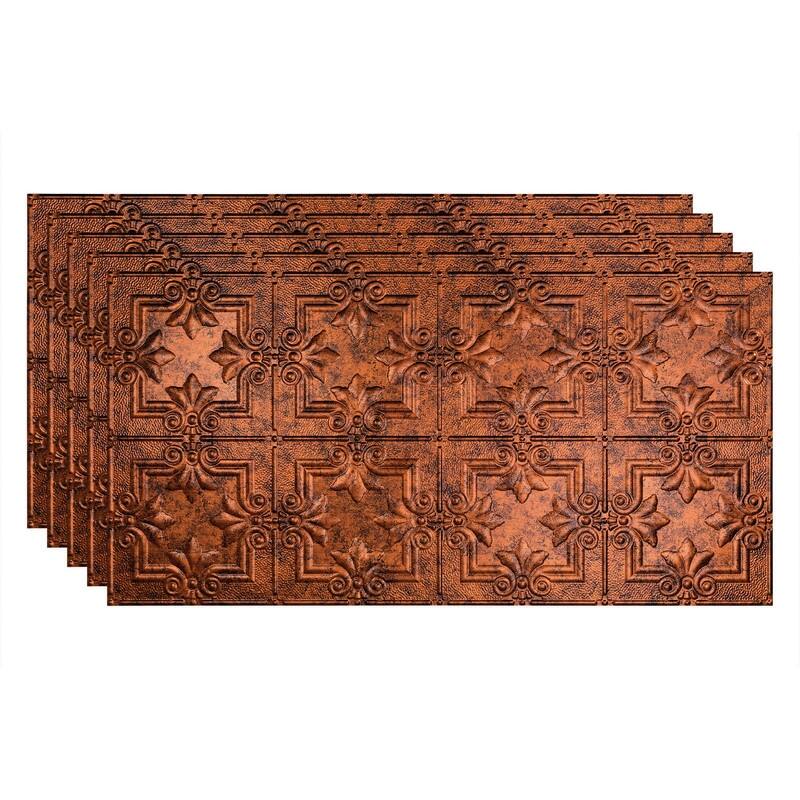 FASÄDE Regalia Decorative Vinyl 2ft x 4ft Glue Up Ceiling Panel in Moonstone Copper (5 Pack) - 5 Pack - Moonstone Copper