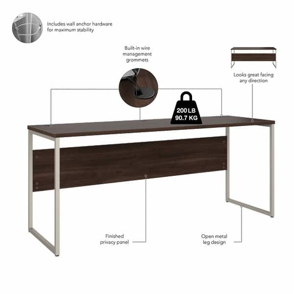 dimension image slide 9 of 10, Hybrid 72W x 24D Computer Table Desk by Bush Business Furniture