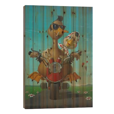 Mister Motorcycle Print On Wood by Frank Warmerdam - Multi-Color