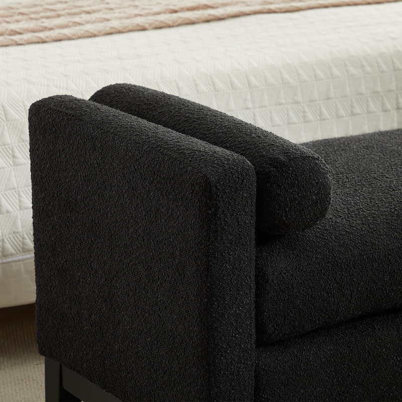 Bedroom Bench with Pillows and Solid Wood Legs for Living Rooms and Entryway
