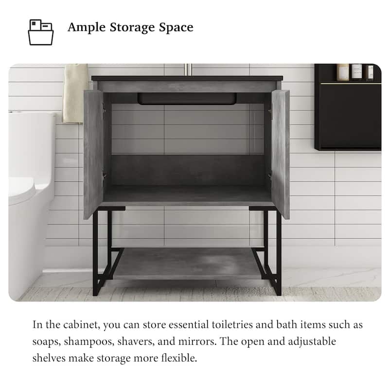 30-inch Freestanding Bath Vanity with Cultured Mable Top