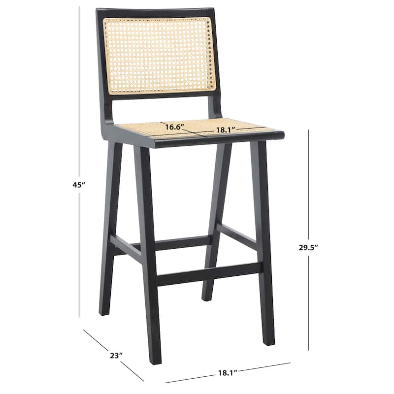 SAFAVIEH Couture Jeff French Cane 30-inch Bar Stool - 18 In. W x 23 In. D x 45 In. H - 18Wx23Dx45H