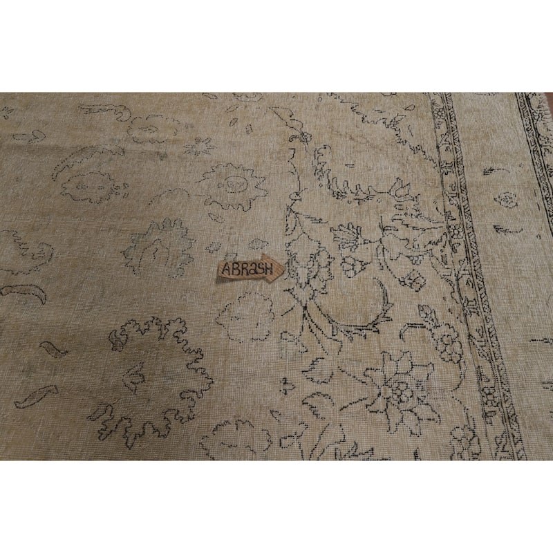 Earth Tone Tabriz Persian Vintage Area Rug Hand-Knotted Wool Carpet - 9'6"x 12'7"