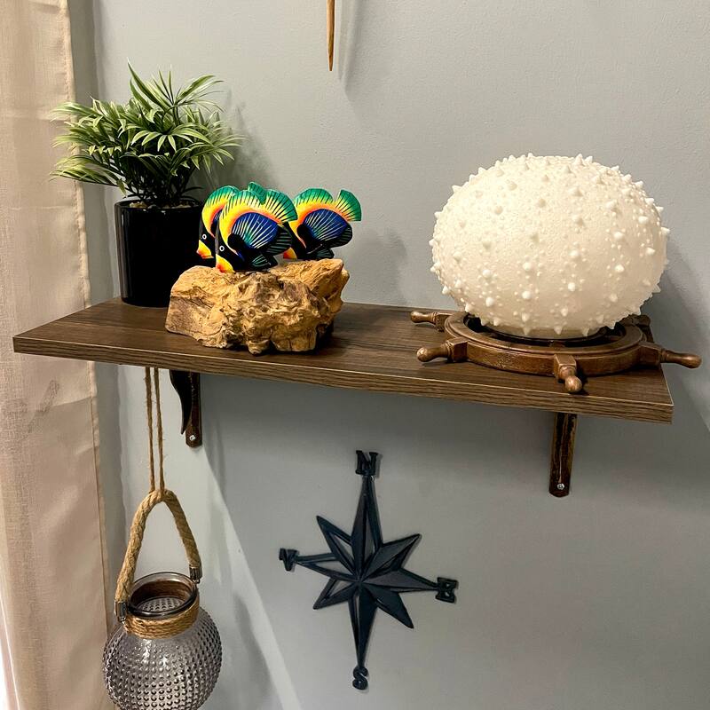 Handcrafted Driftwood & 3 Tropical Fish Sculpture Coastal Nautical - 6 X 7.5 X 7 inches