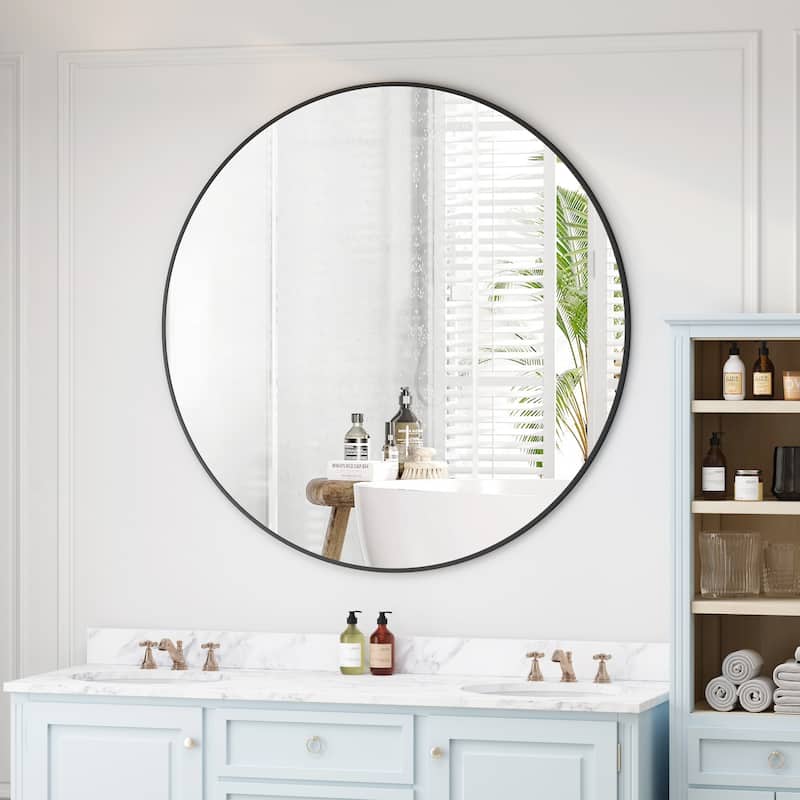 Wall Mirror Black Circular Mirror - 42 Inch - Black