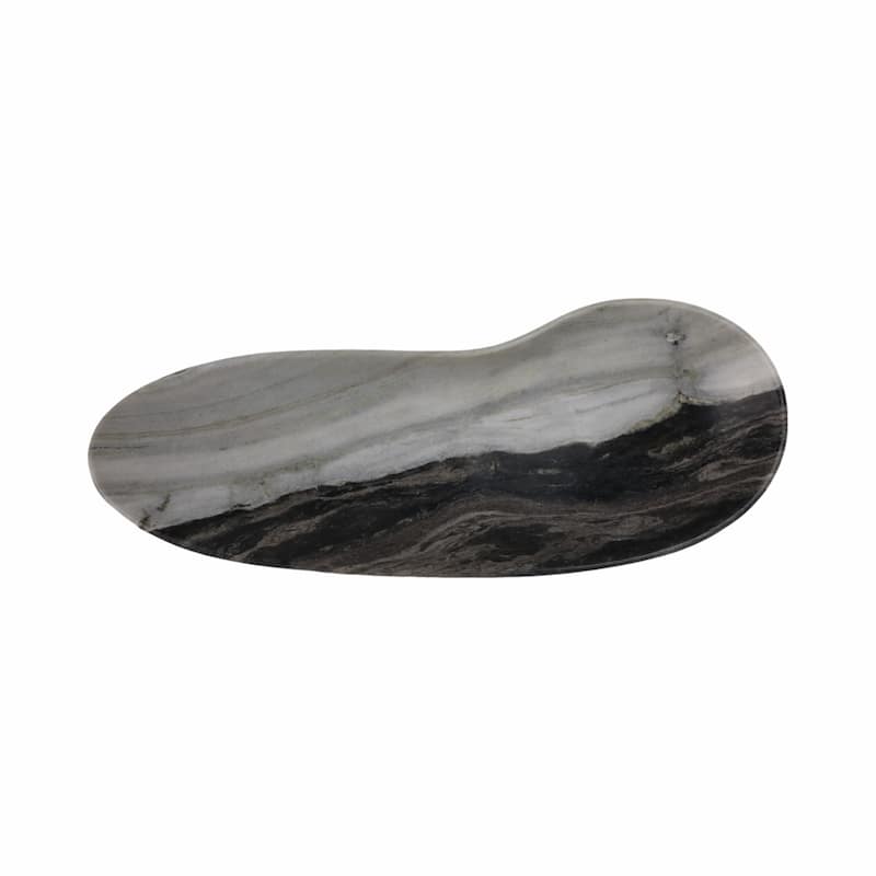 Modern Curved Marble Handcrafted Accent Tray - Home Decor - 5" Gray - 29.75"