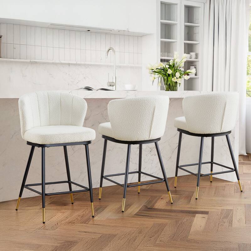 26" Boucle Fabric Counter Height Bar Stools, Set of 2/3/4 - 35.83"H x 22"W x 20.28"D