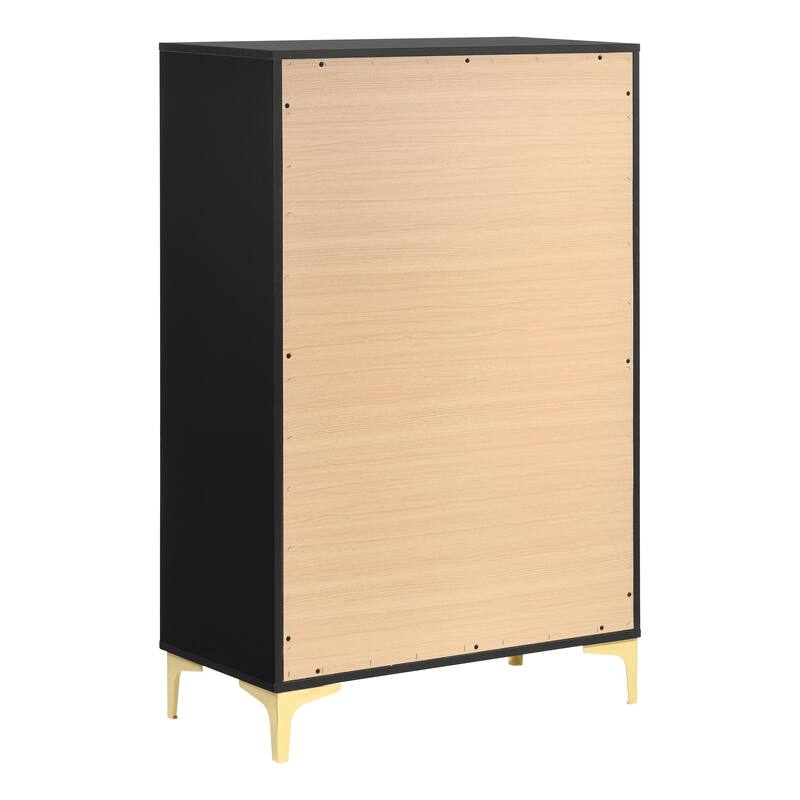 Lexie Black and Gold 5-Drawer Rectangular Chest