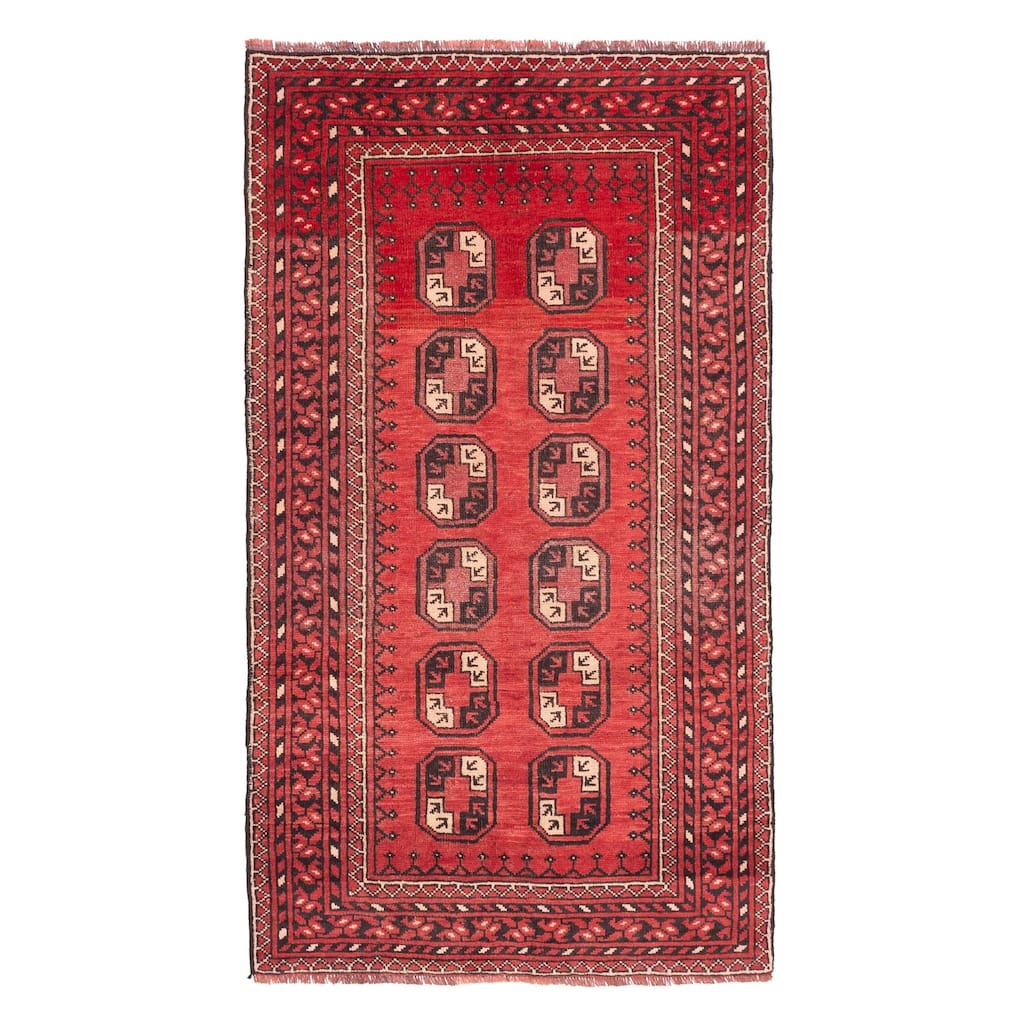 ECARPETGALLERY Hand-knotted Baluch Red Wool Rug - 3'6 x 6'4