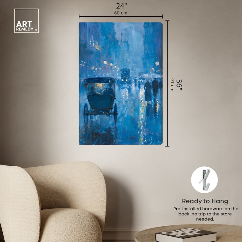 Art Remedy London Nights Gallery Wrapped Impressionism 1 Piece Canvas Wall Art /Monet And Van Gogh Inspired Art
