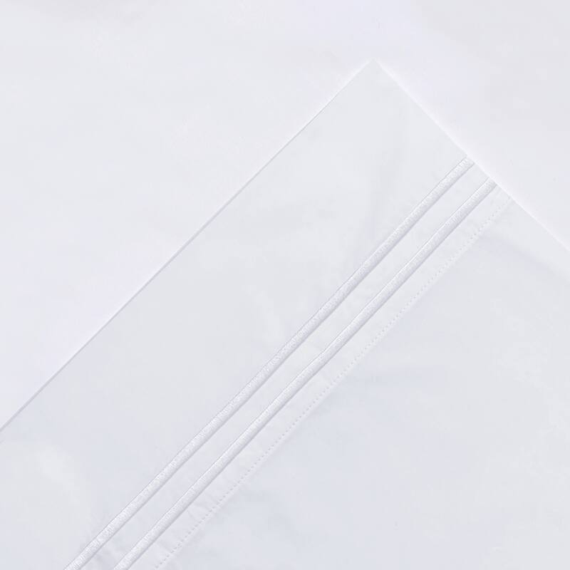 Pointehaven 300 TC Percale 100% Long Staple Cotton Cooling Double Satin Embroidered Stitch Oversized Sheet Set
