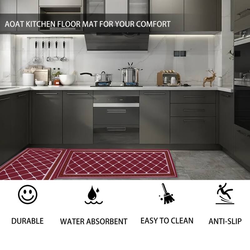 2 PCS Kitchen Mat, Cushioned Kitchen Rugs,19.7 X 31.5 In and 19.7 X 47.2In