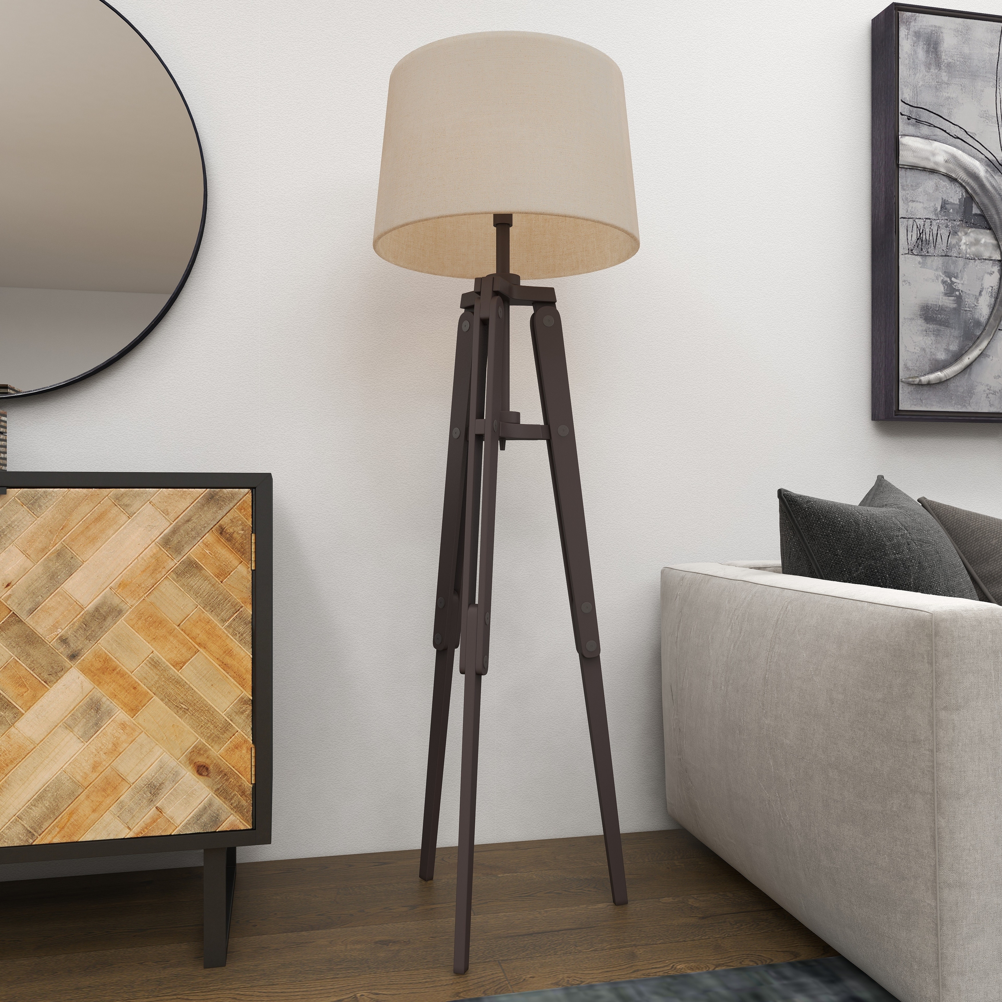 Tripod floor lamp cream shade discount