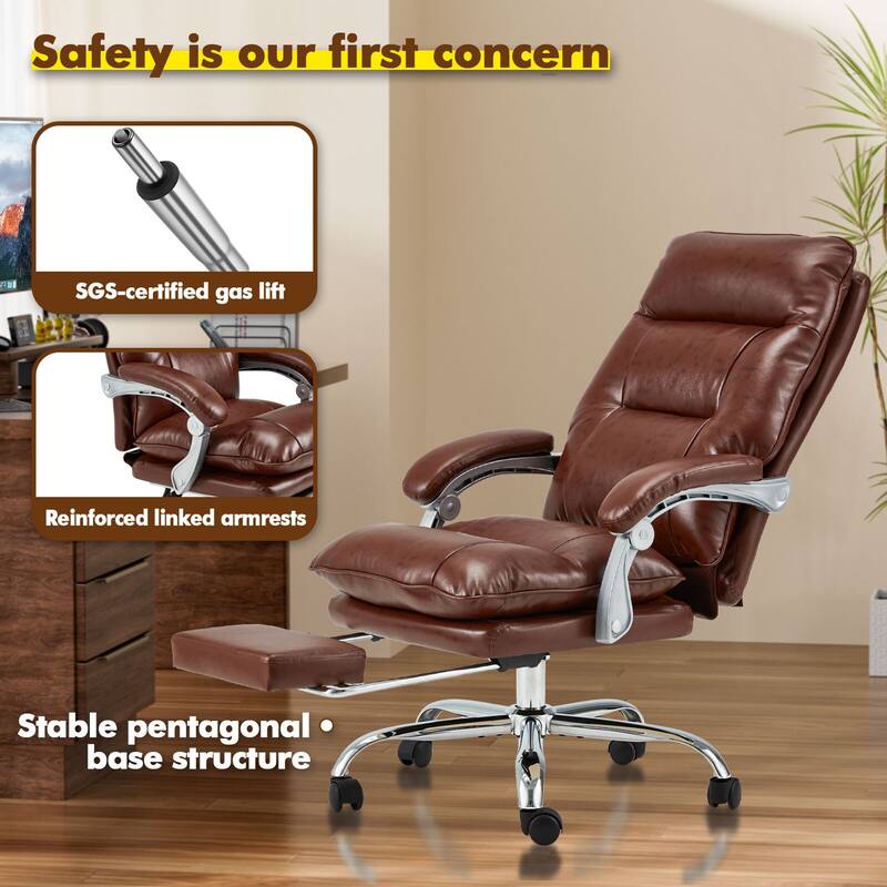 Reclining Executive Office Chair with Footrest