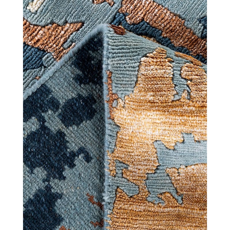 Modern One-of-a-Kind Hand-Knotted Area Rug, Blue - 8' 1" x 10' 2"