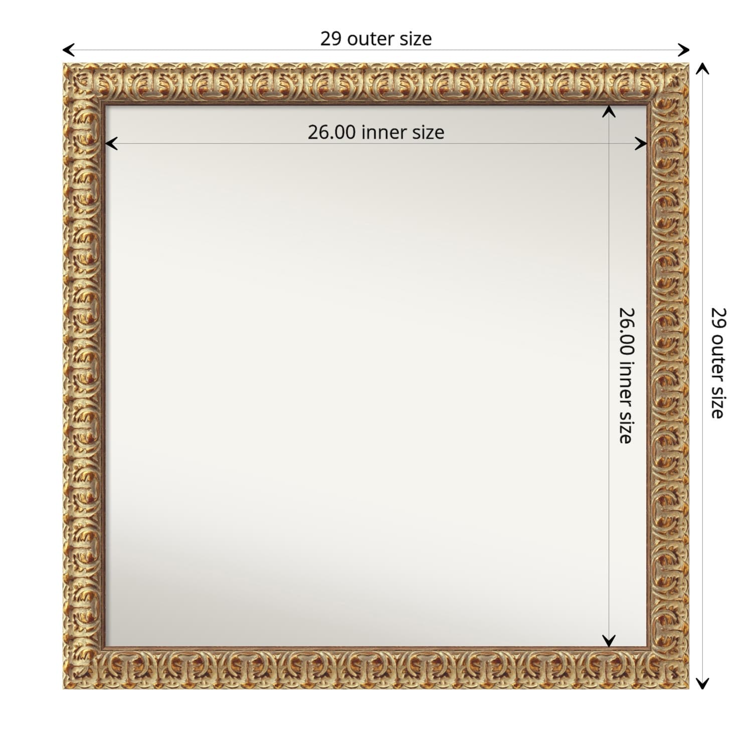 Non-Beveled Wood Bathroom Wall Mirror - Florentine Gold Frame