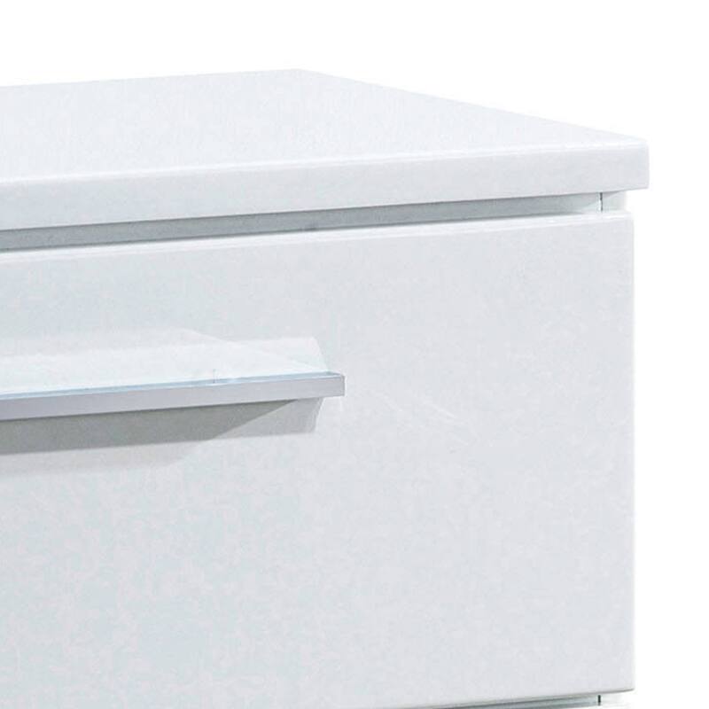 Glossy White 2 Drawer 23.25 in. W Nightstand with Sturdy Drawer Pulls