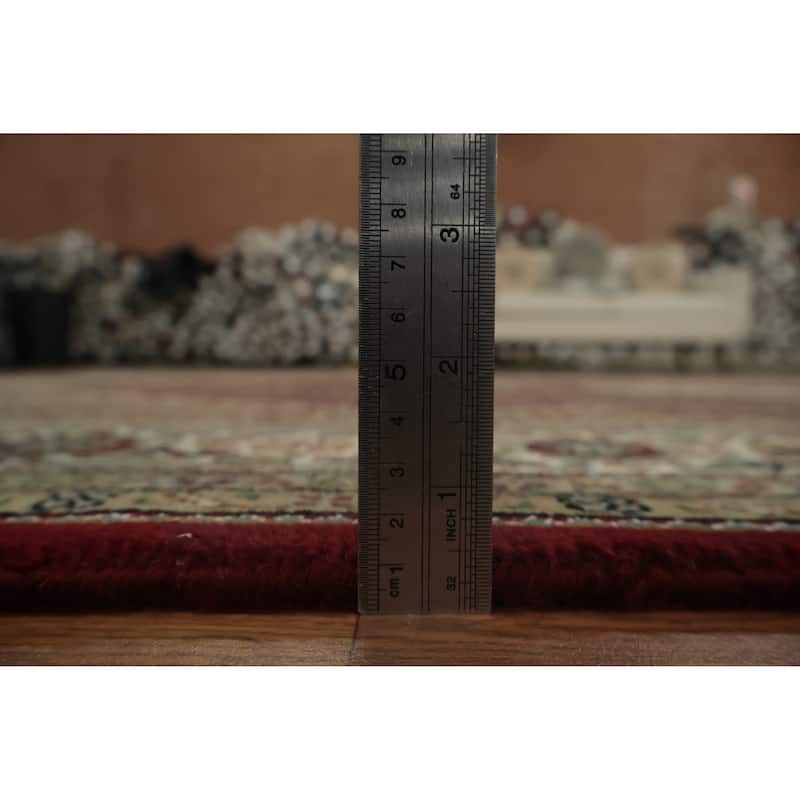 Hand Knotted Oriental 100% Wool Carpet Traditional Floral Red Tabriz-Mahi Area Rug - 9' 2'' X 5' 9''