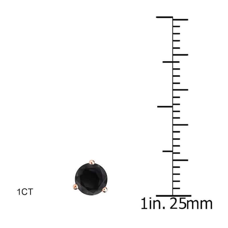 Auriya 14k Rose Gold 1/2 to 4ctw Black Diamond Stud Earrings Martini-set